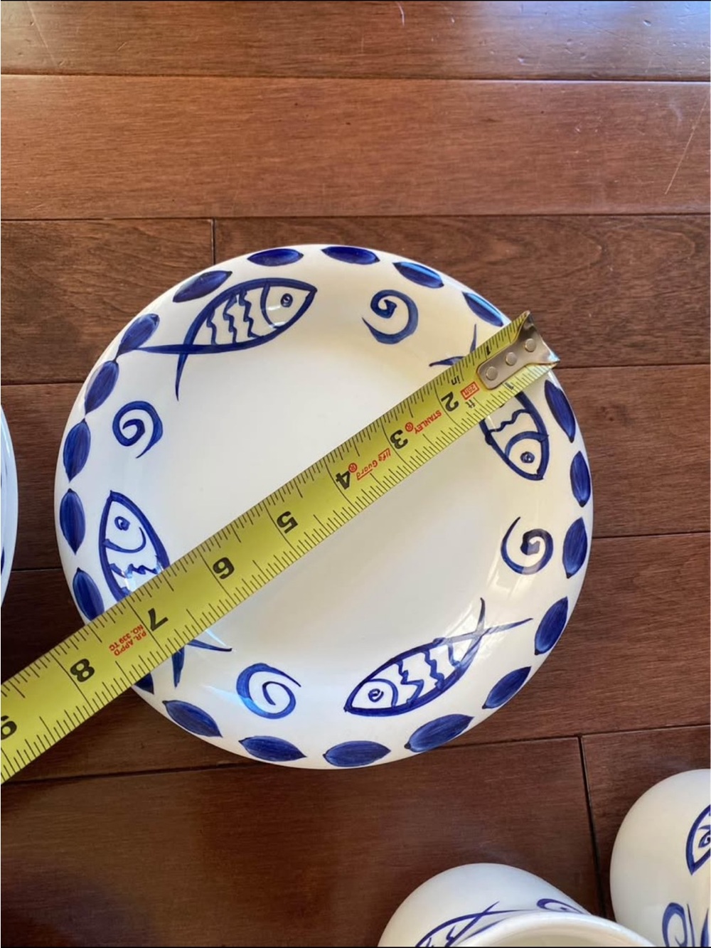 Stoneage Pescada Hand Painted Blue Fish By Carleen Gaby bowls cups & saucers - Picture 5 of 10